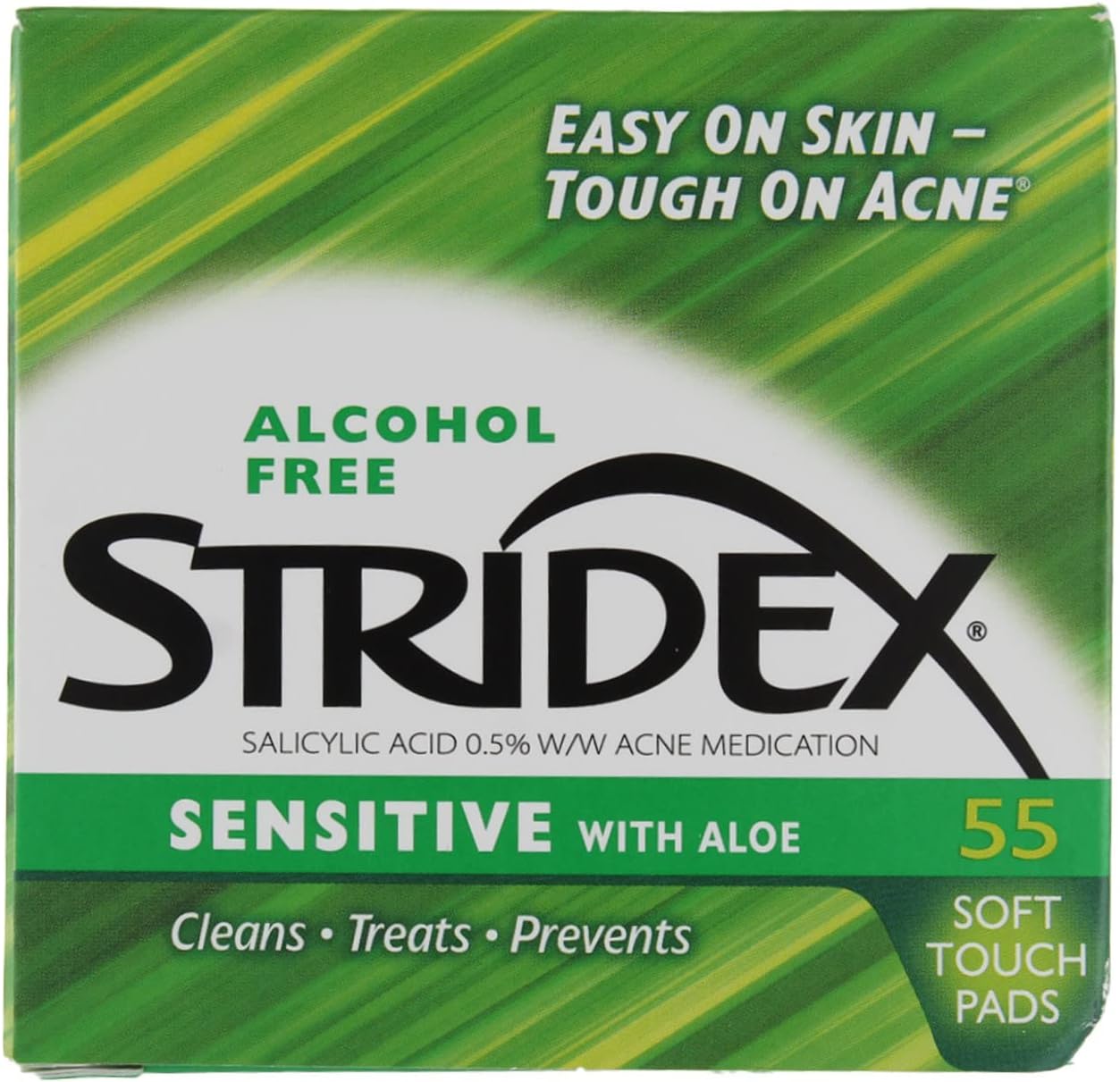 Stridex Sensitive Pads with Aloe Alcohol Free 55 Soft Touch Pads
