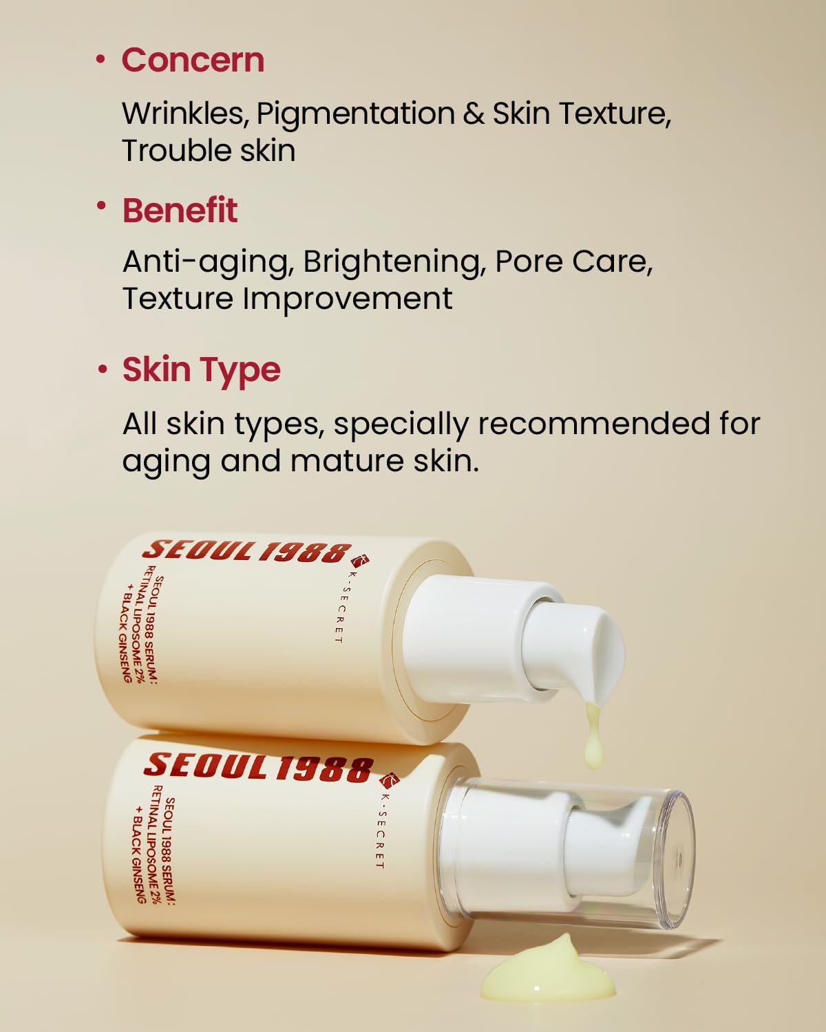 K-Secret Seoul 1988 Retinol & Black Ginseng Serum - 30ml