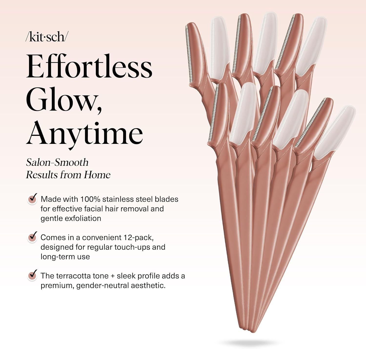 Kitsch Dermaplaning Tool - Face Razors for Women and Men, Eyebrow Trimmer and Face Shaver, Facial Hair Removal