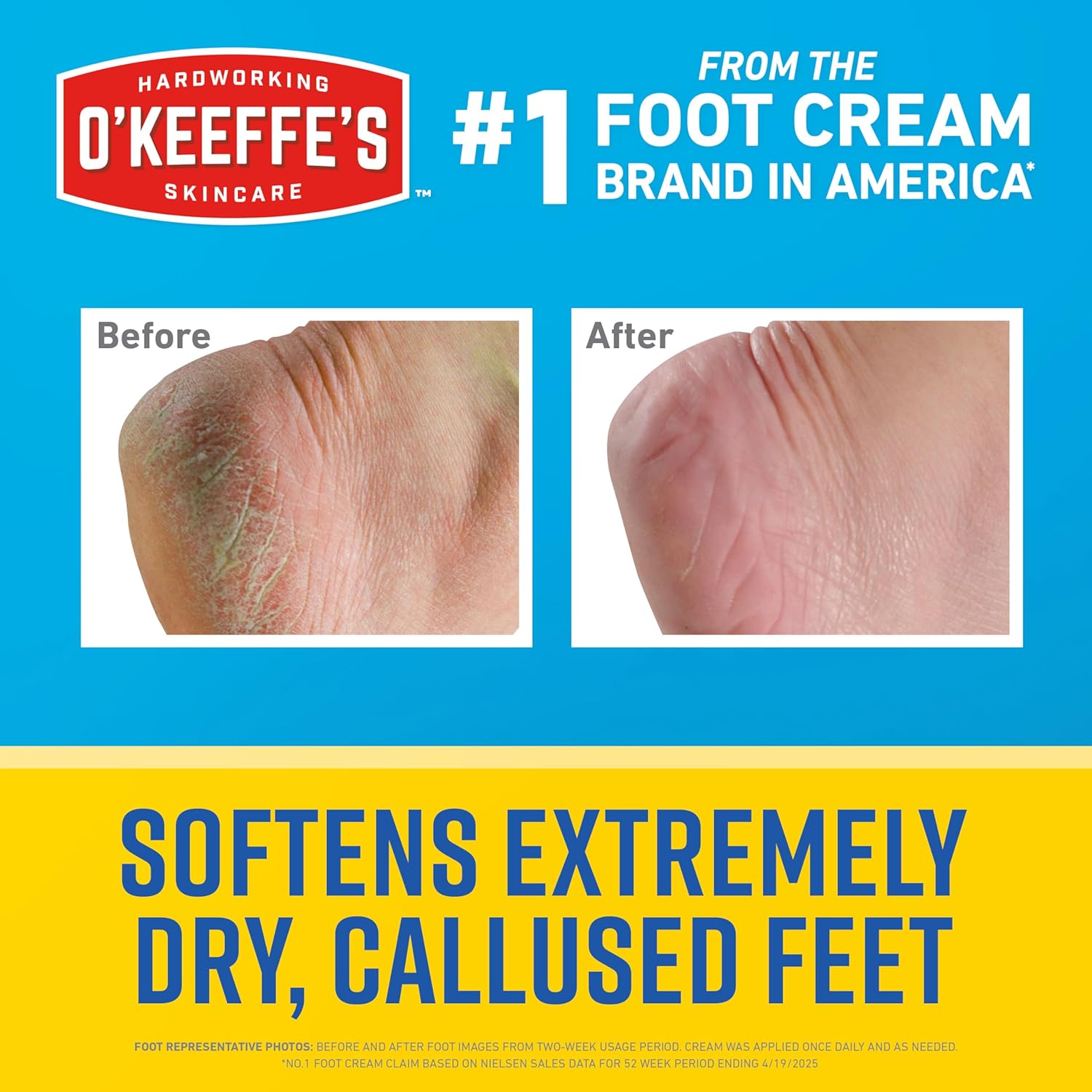 O'Keeffe's Healthy Feet Exfoliating, Moisturizing Foot Cream, 48 Hours of Hydration, 85g/3oz