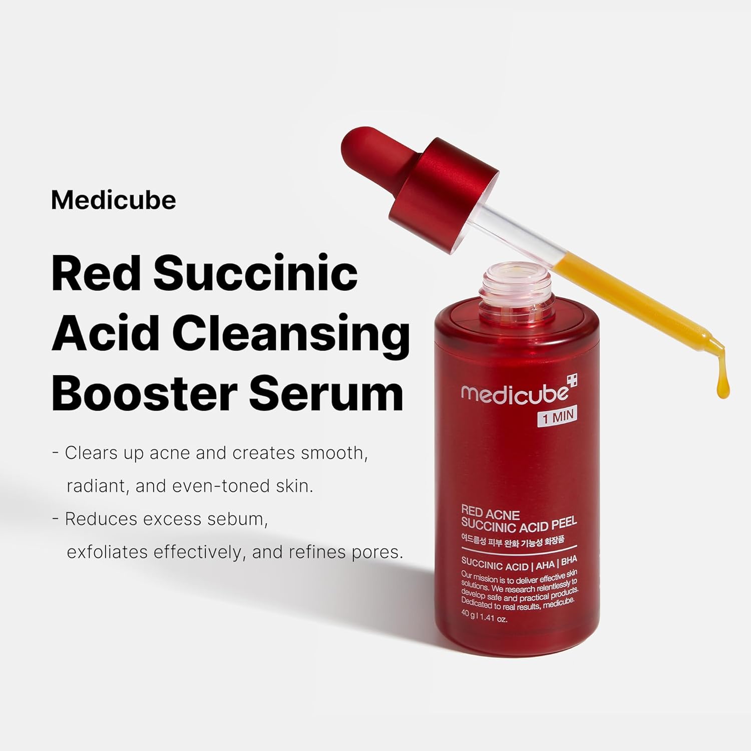 Medicube Red 21% Tri-acid Exfoliating Peel 40g  Acne Care With Hyaluronic & Succinic Acid