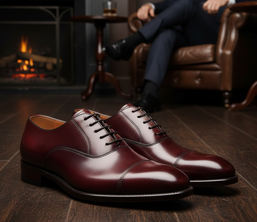 Classic Burgundy Leather Oxford Shoes