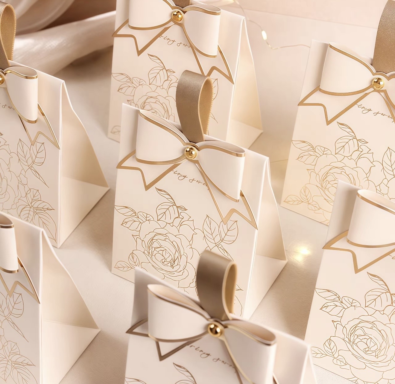 Wedding Luxury Flower Favor Boxes With Bows - BP001