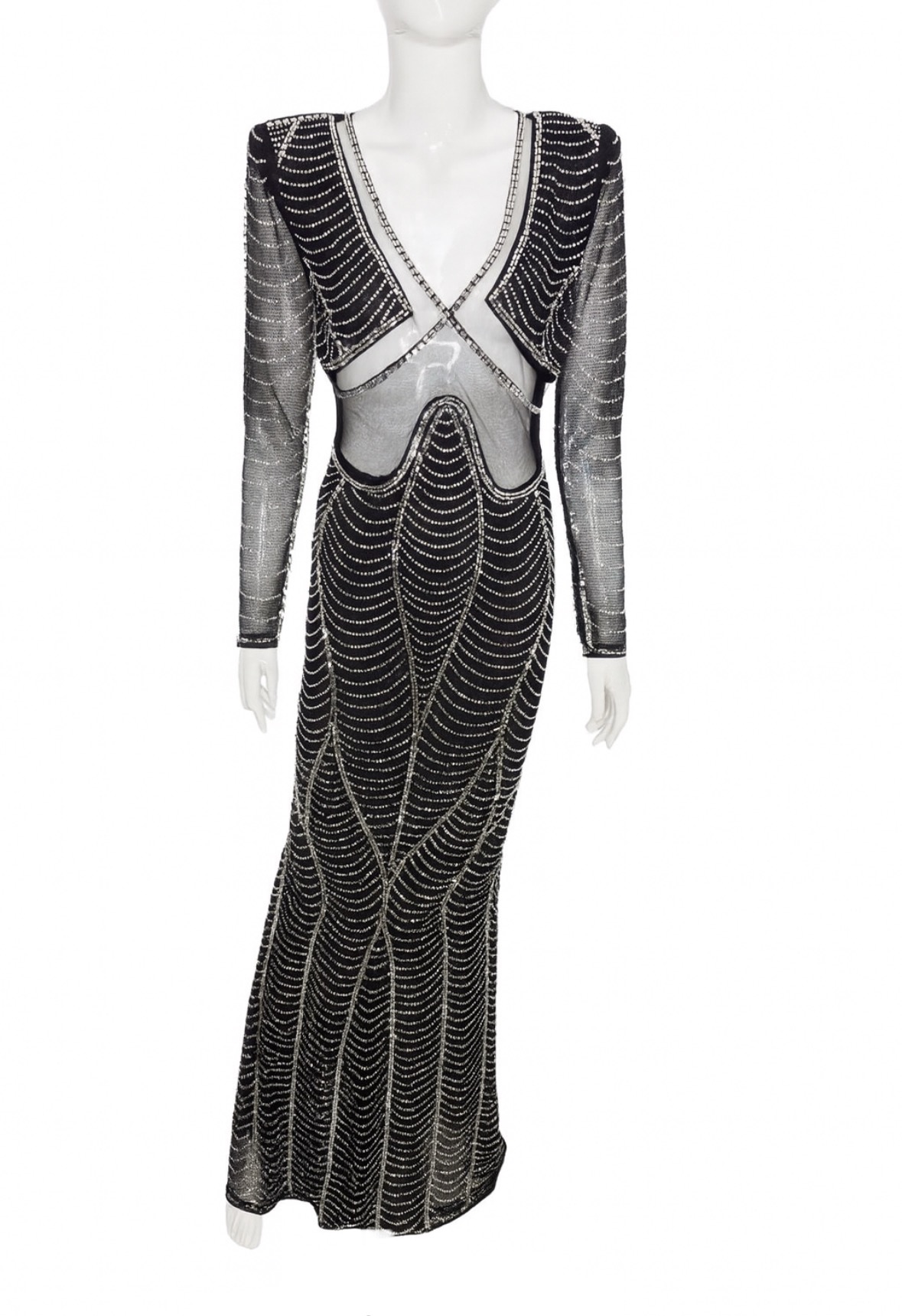 Black Sequin Evening Gown