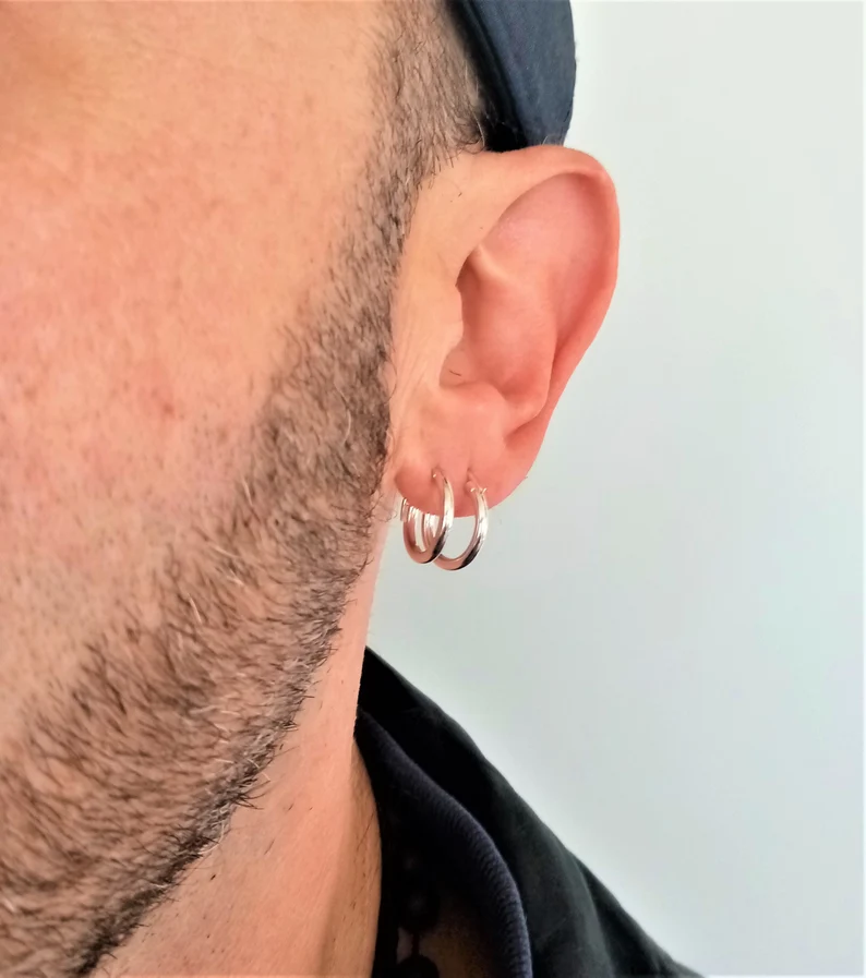 Silver Hoop Earrings - 14 mm