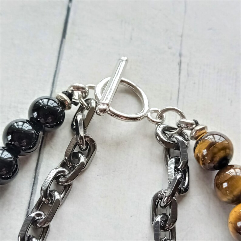 Men's Beaded and Chain Bracelet