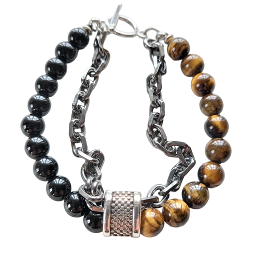 Men's Beaded and Chain Bracelet