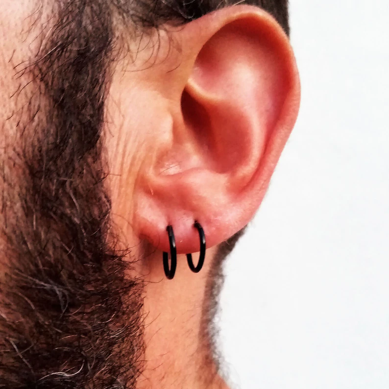 Black Hoop Earrings