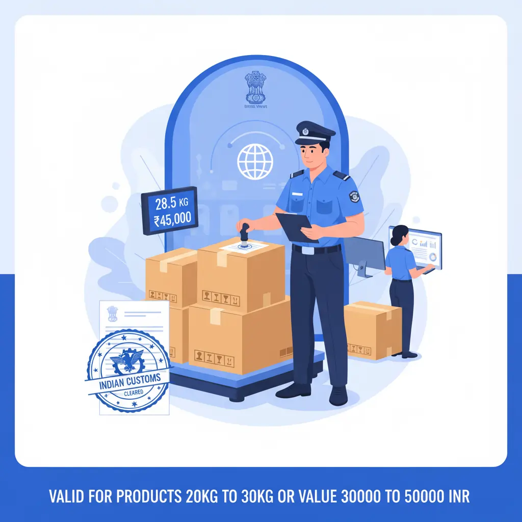 less than 30kg or value less 50000 INR