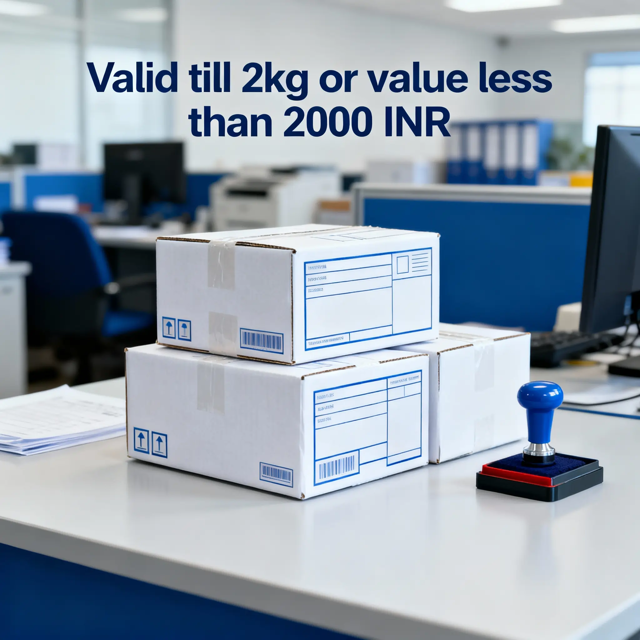 less than 2kg or less than value of 2000 INR