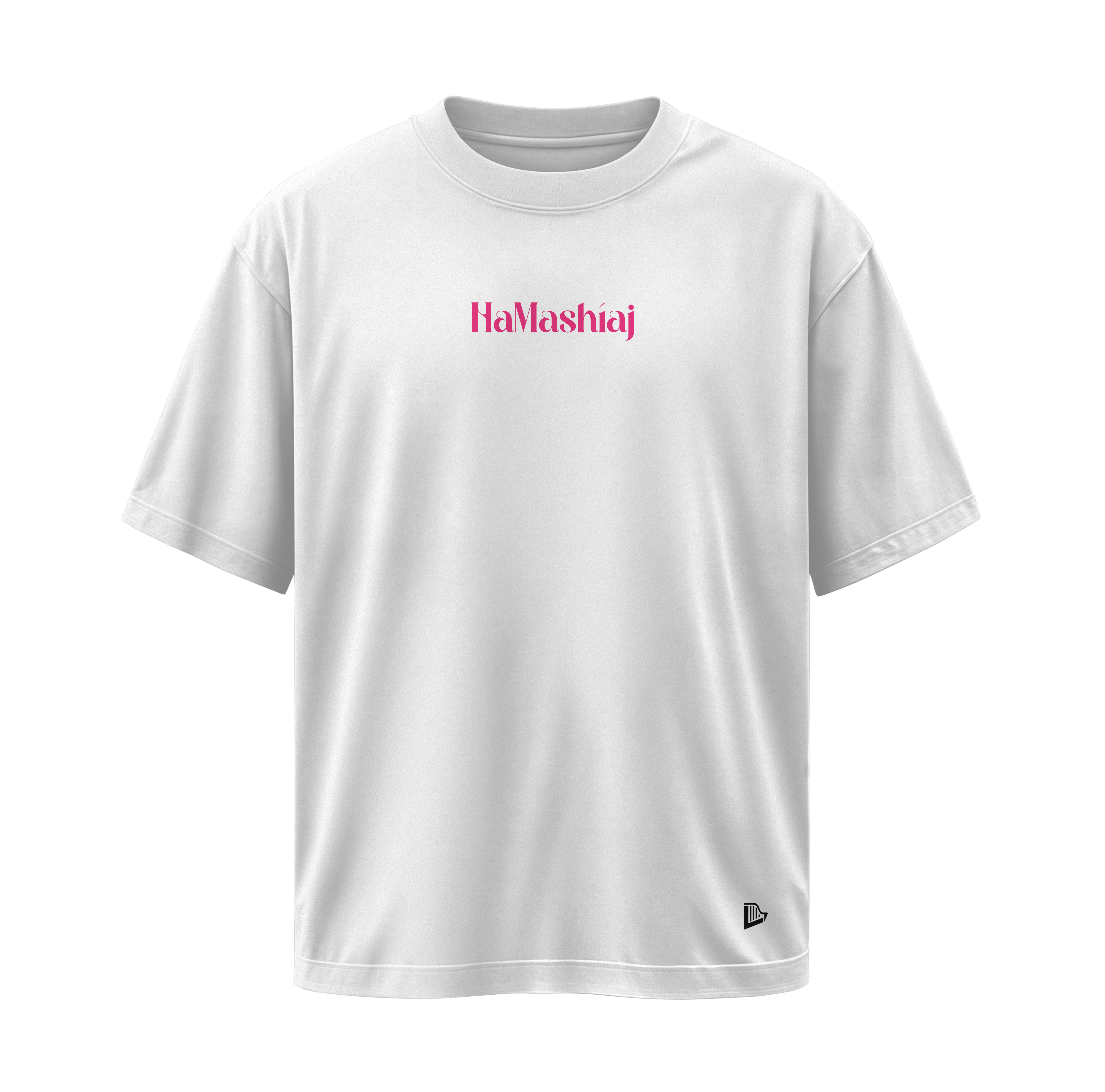 Yeshúa HaMashíaj - Camiseta Oversize Blanca (Letras Rosas)