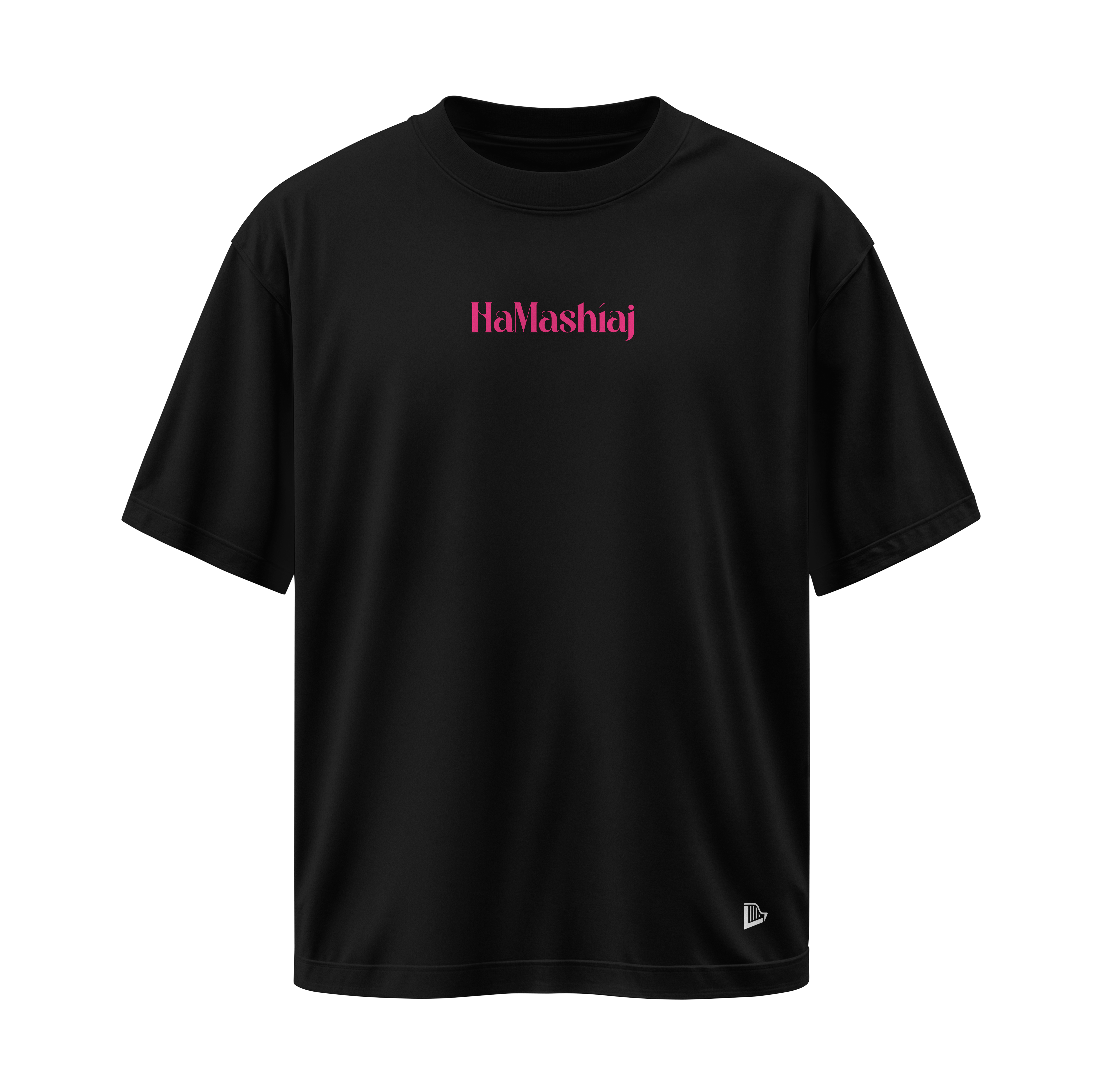 Yeshúa HaMashíaj - Camiseta Oversize Negra (Letras Rosas)