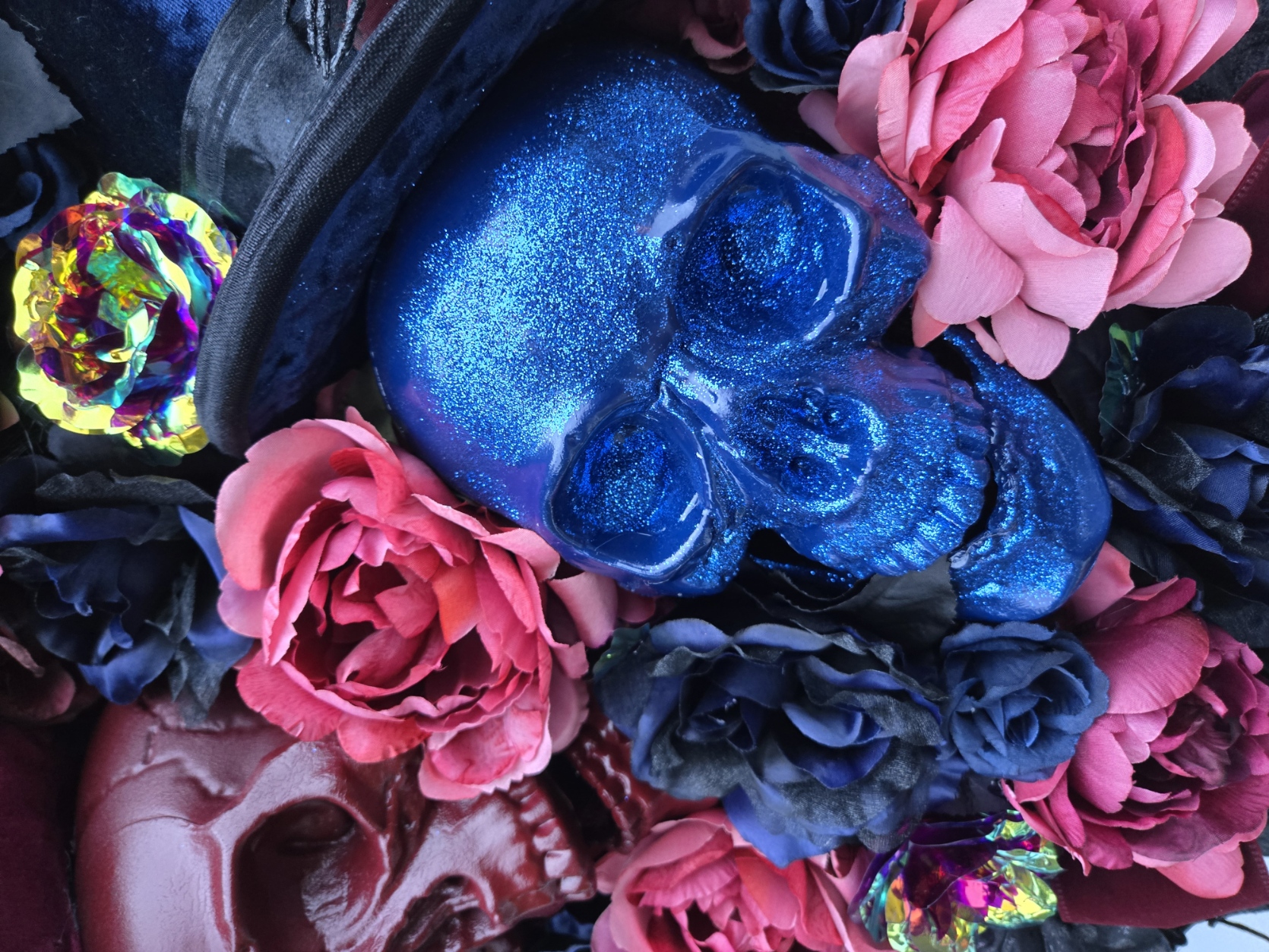 "Duality"– Gothic Maroon & Navy Halloween Wreath