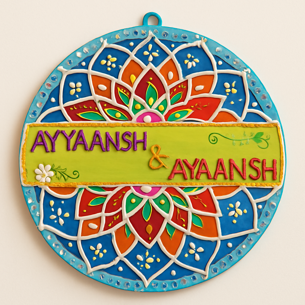 Handmade Customized Nameplate – Mandala Theme Wall Hanging (Size: 10×12 inches)