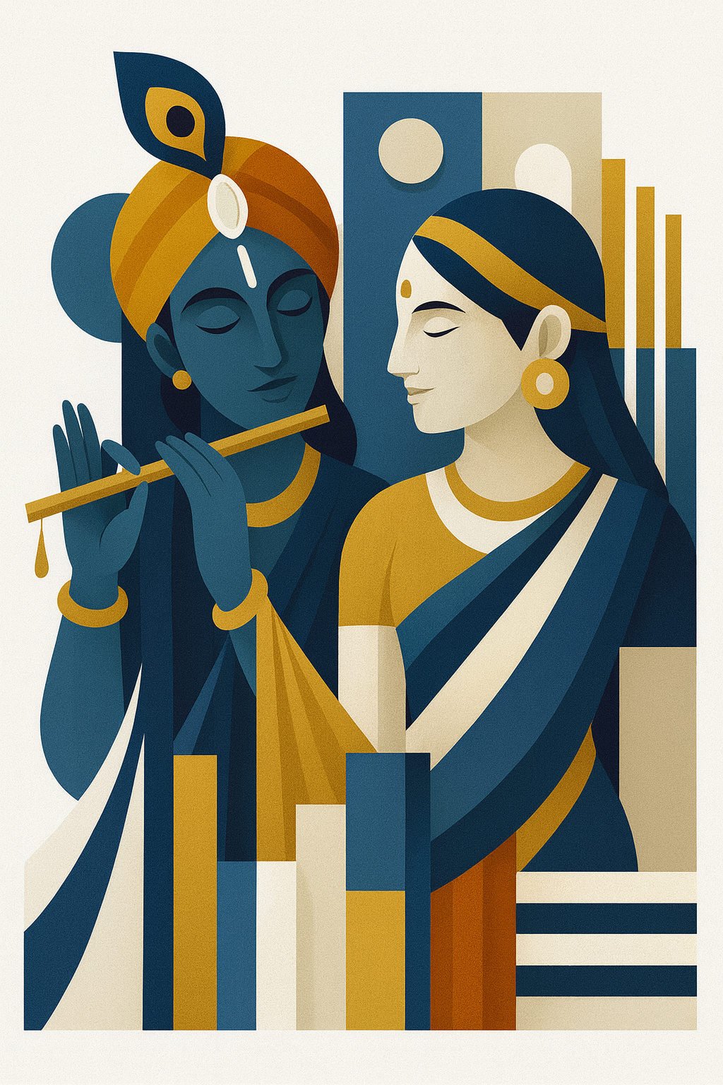 Krishna & Radha Abstract Art – 12×18 inches – Modern Handmade Style by C. Bhakat