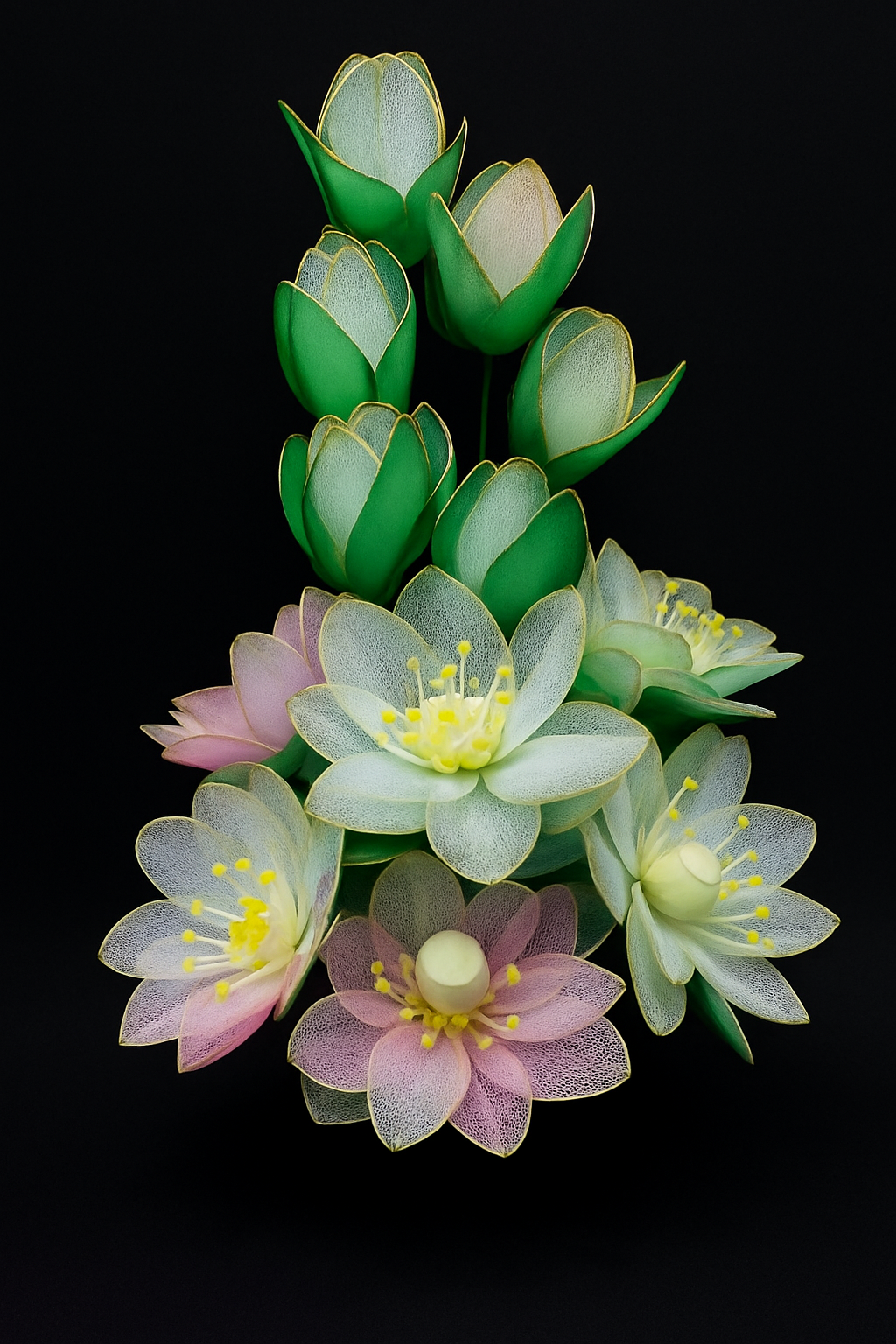 Handcrafted Nylon Stocking Lotus Bouquet – Premium Decorative Flowers