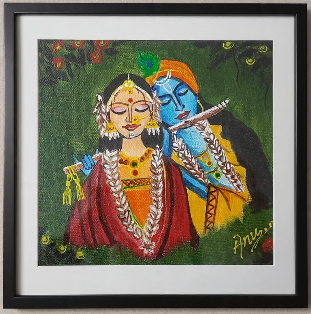 Radha Krishna – Eternal Love Acrylic Painting by Anamika Bhakat