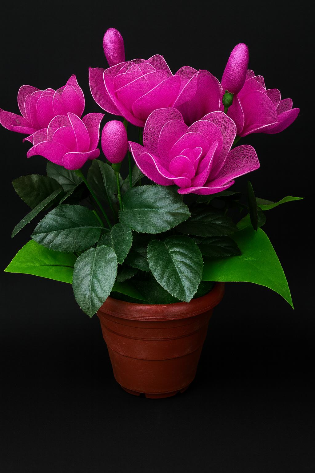 Handcrafted Nylon Stocking Flower Pot – Pink Bloom Arrangement