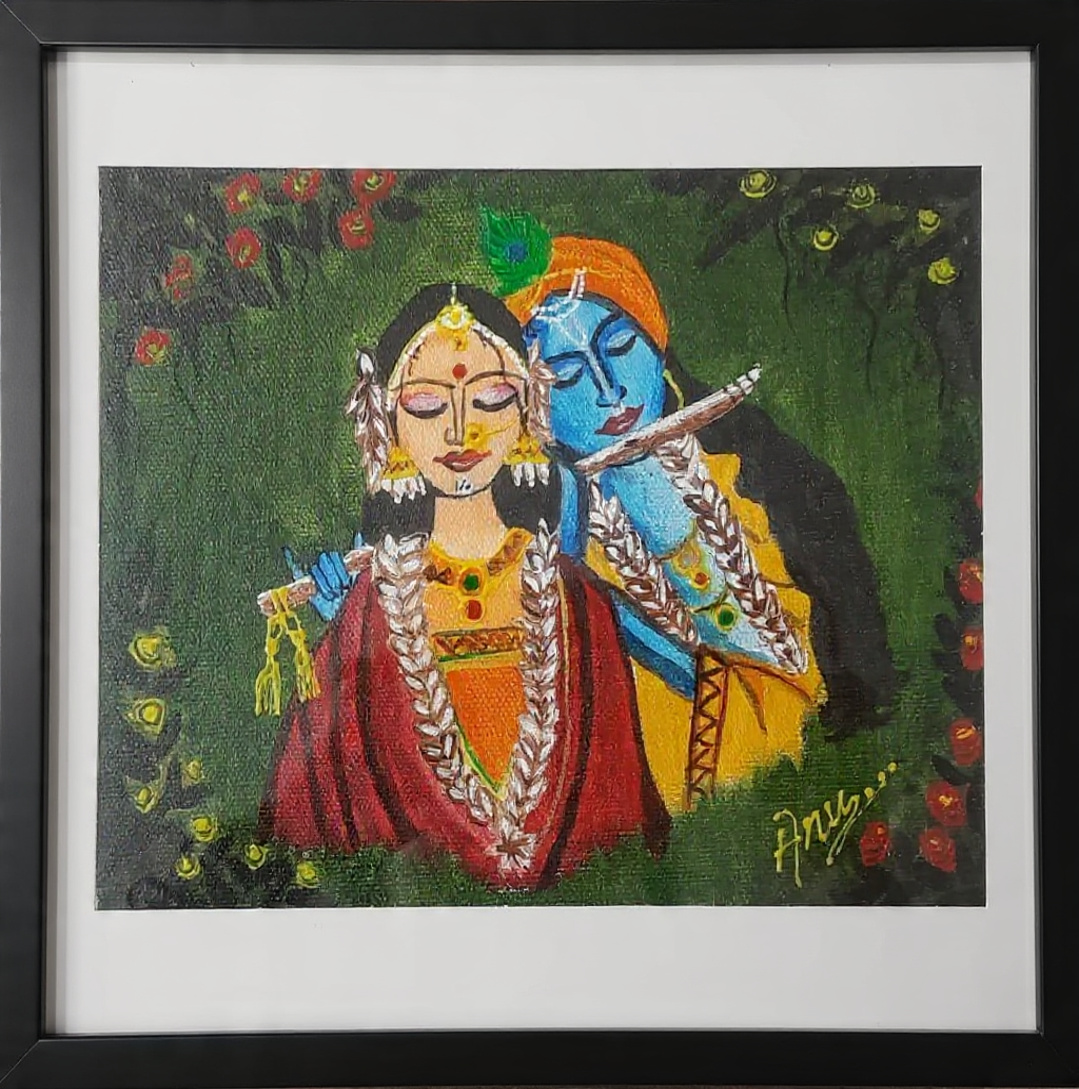 Radha Krishna – Eternal Love Acrylic Painting by Anamika Bhakat