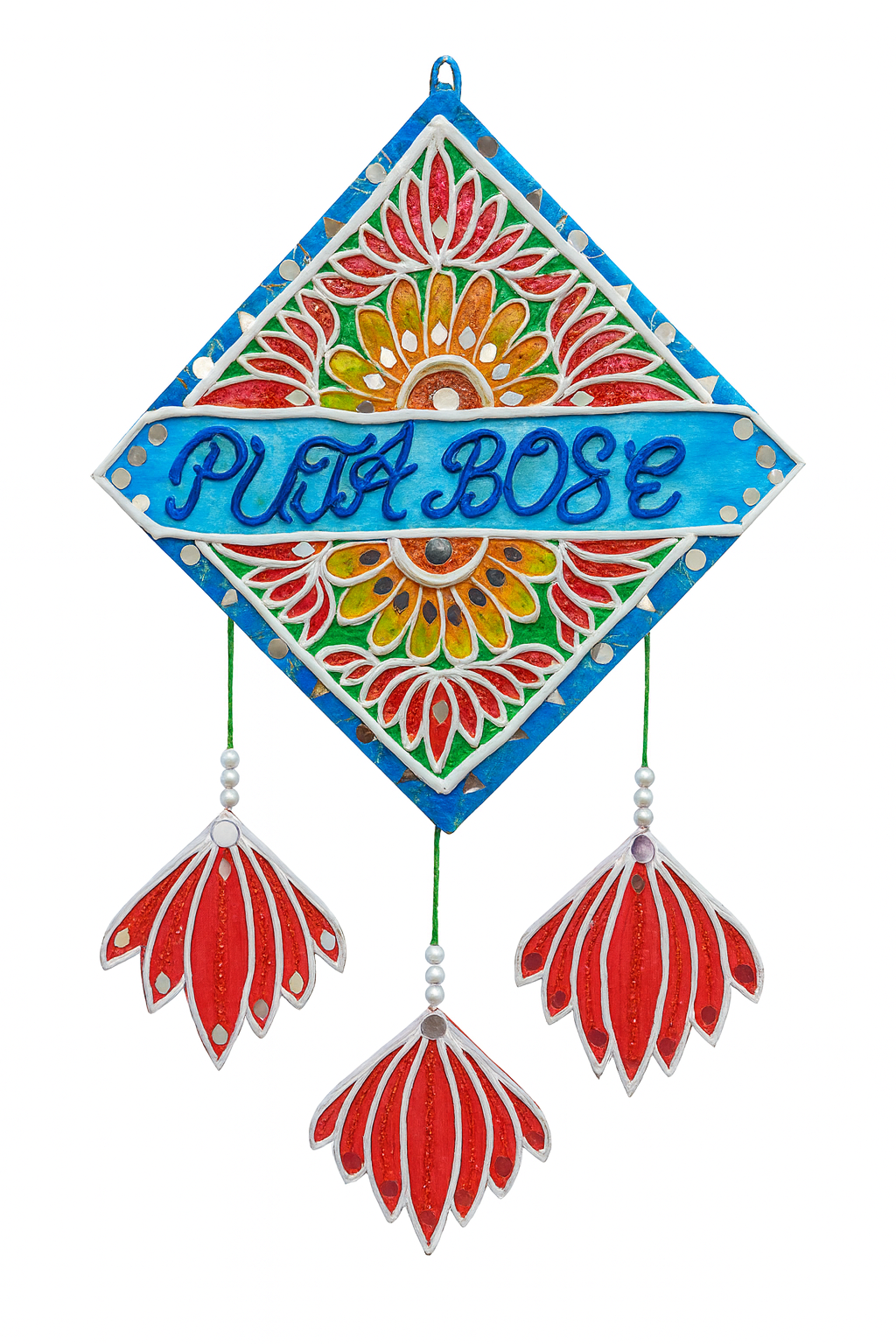 Handmade Designer Hanging Nameplate – Mandala & Lotus Theme Wall Décor (Size: 8×10 inches)