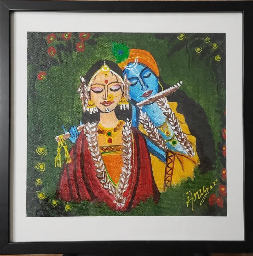 Radha Krishna – Eternal Love Acrylic Painting by Anamika Bhakat
