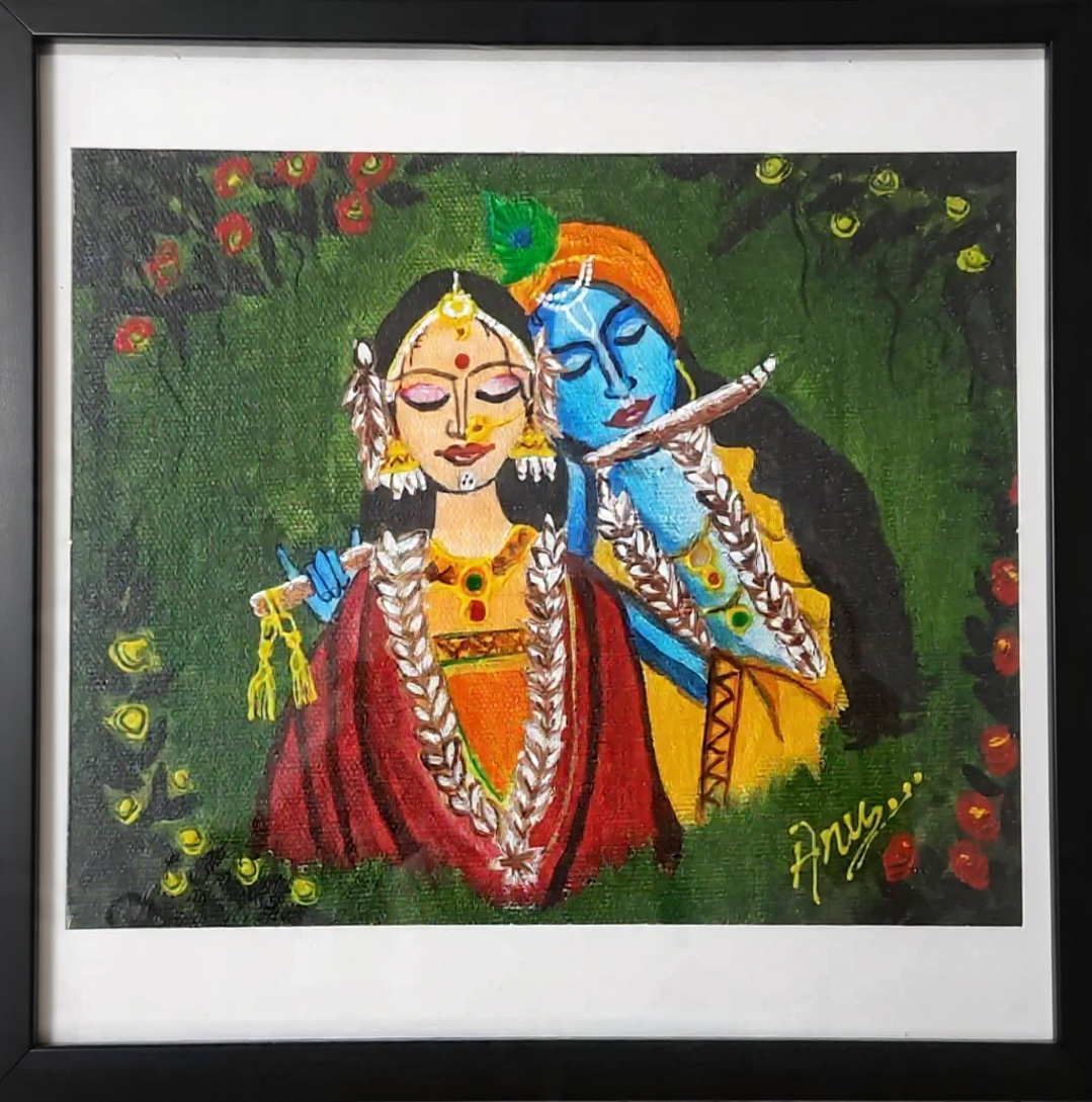 Radha Krishna – Eternal Love Acrylic Painting by Anamika Bhakat