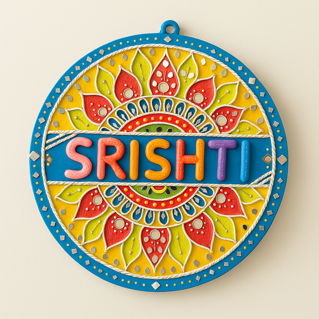 Handmade Customized Nameplate – Colorful Mandala Style Wall Hanging