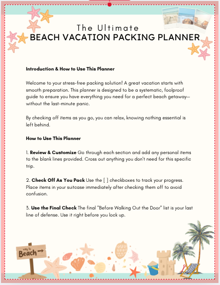 The Ultimate Beach Vacation Packing Planner