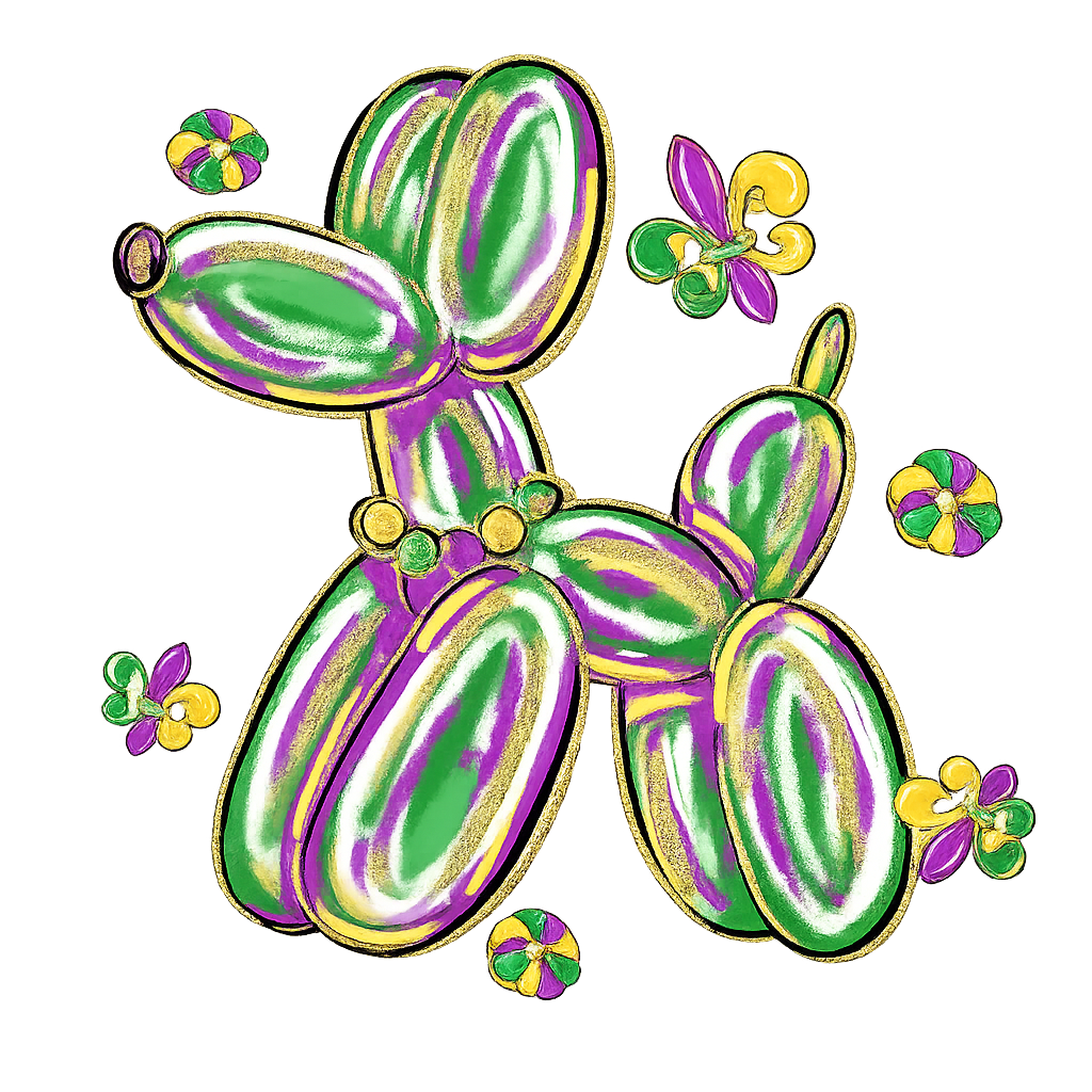 Colorful balloon dog sculpture DTF