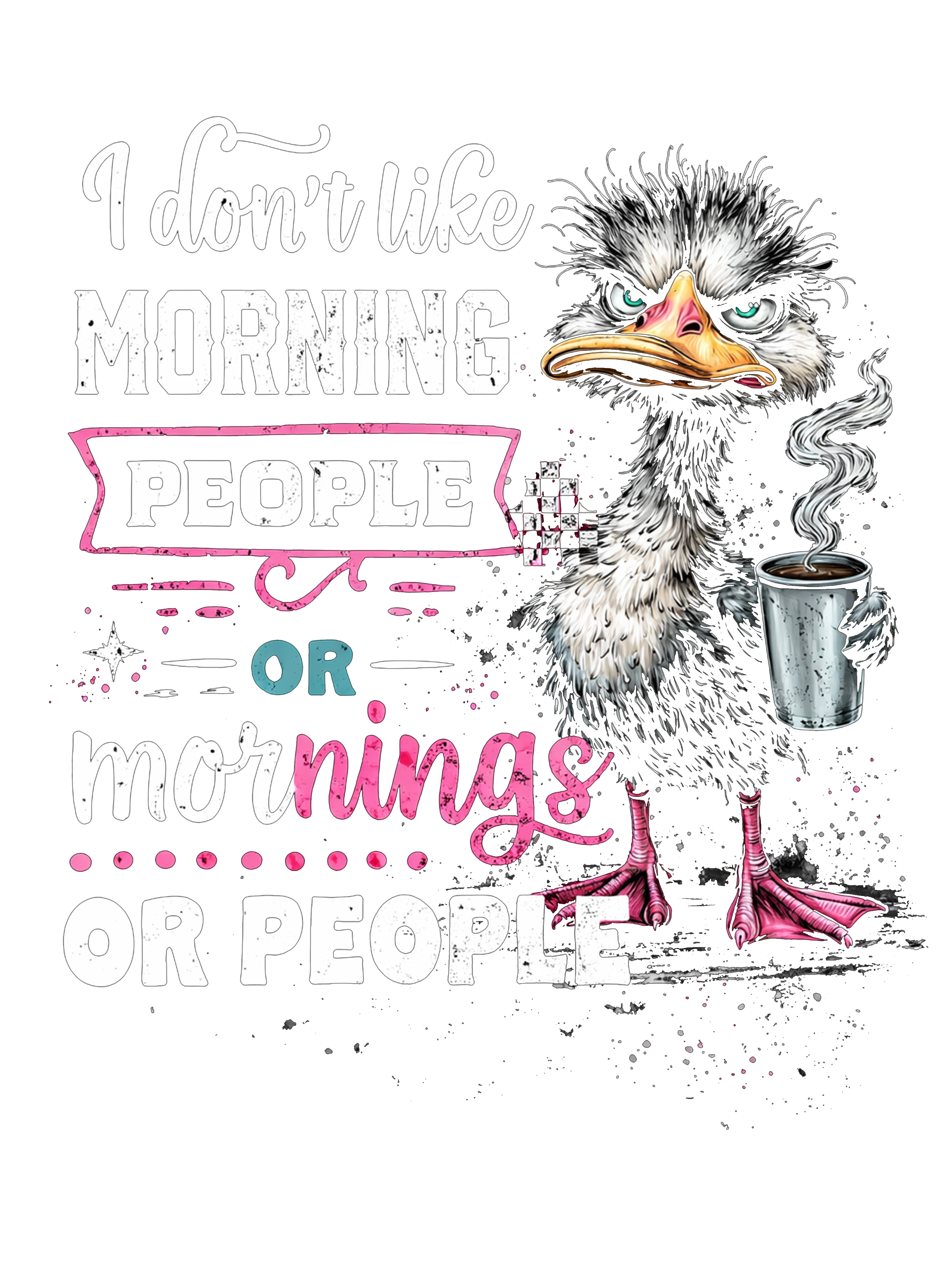 Funny Ostrich Coffee T-Shirt DTF