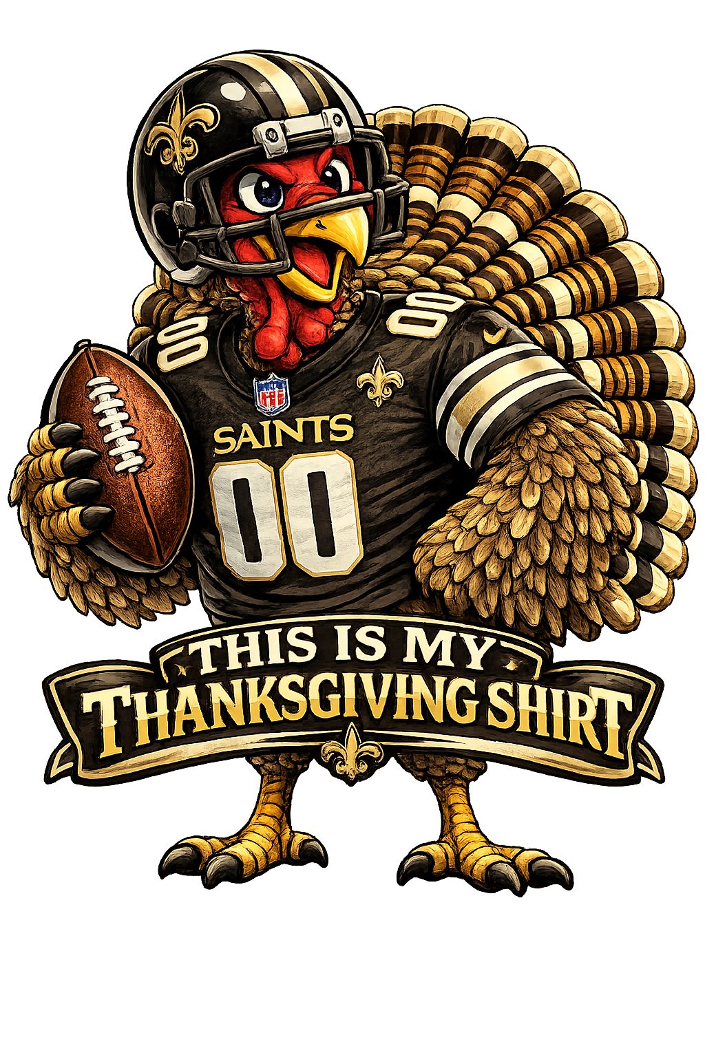 Saints Thanksgiving Turkey Shirt DTF