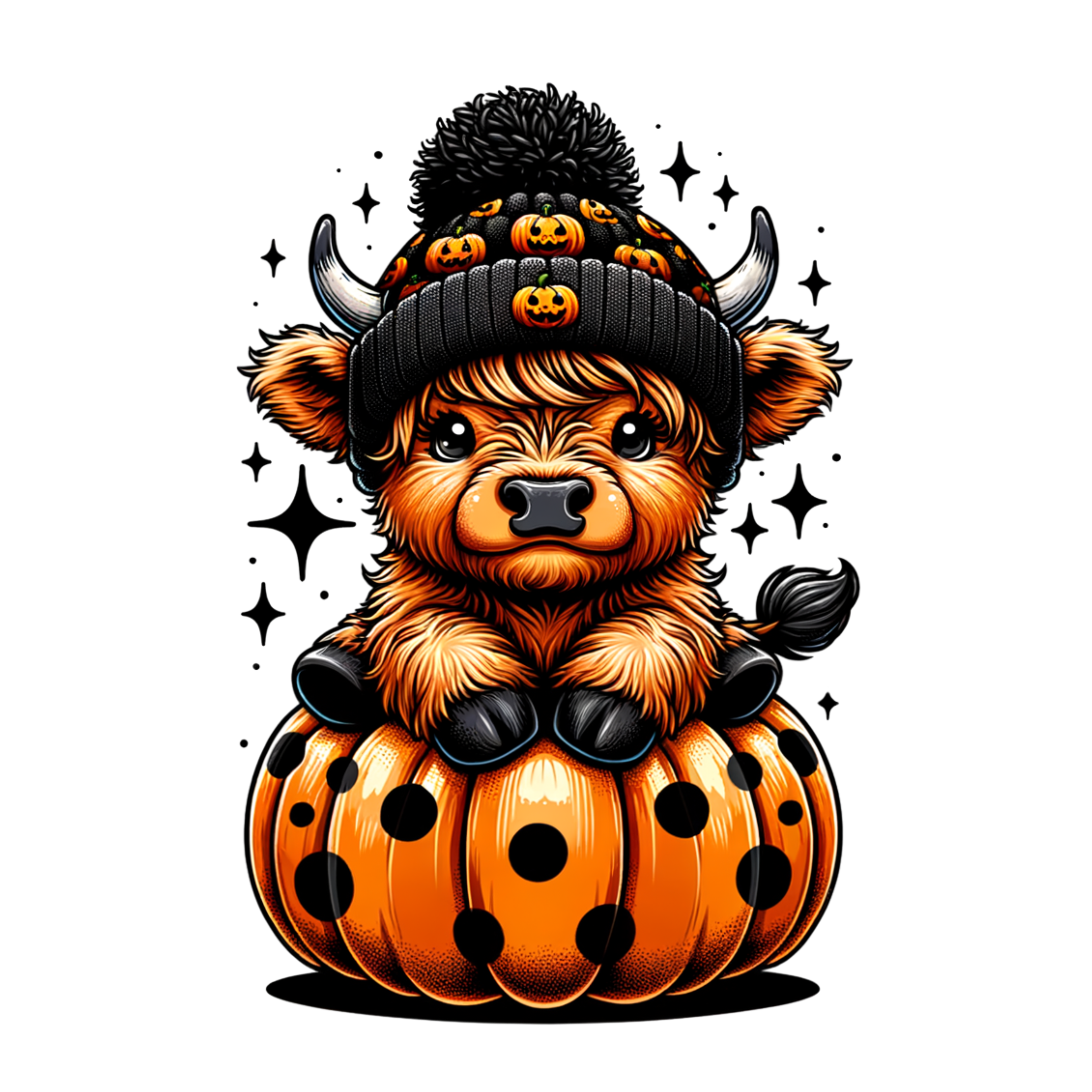 Pumpkin Highland Cow Plush DTF