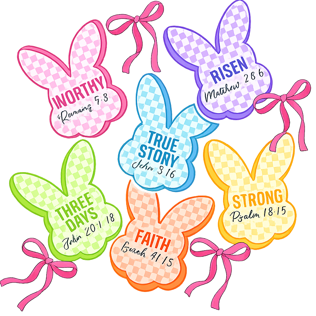 Easter Bunny Scripture Tags Set DTF