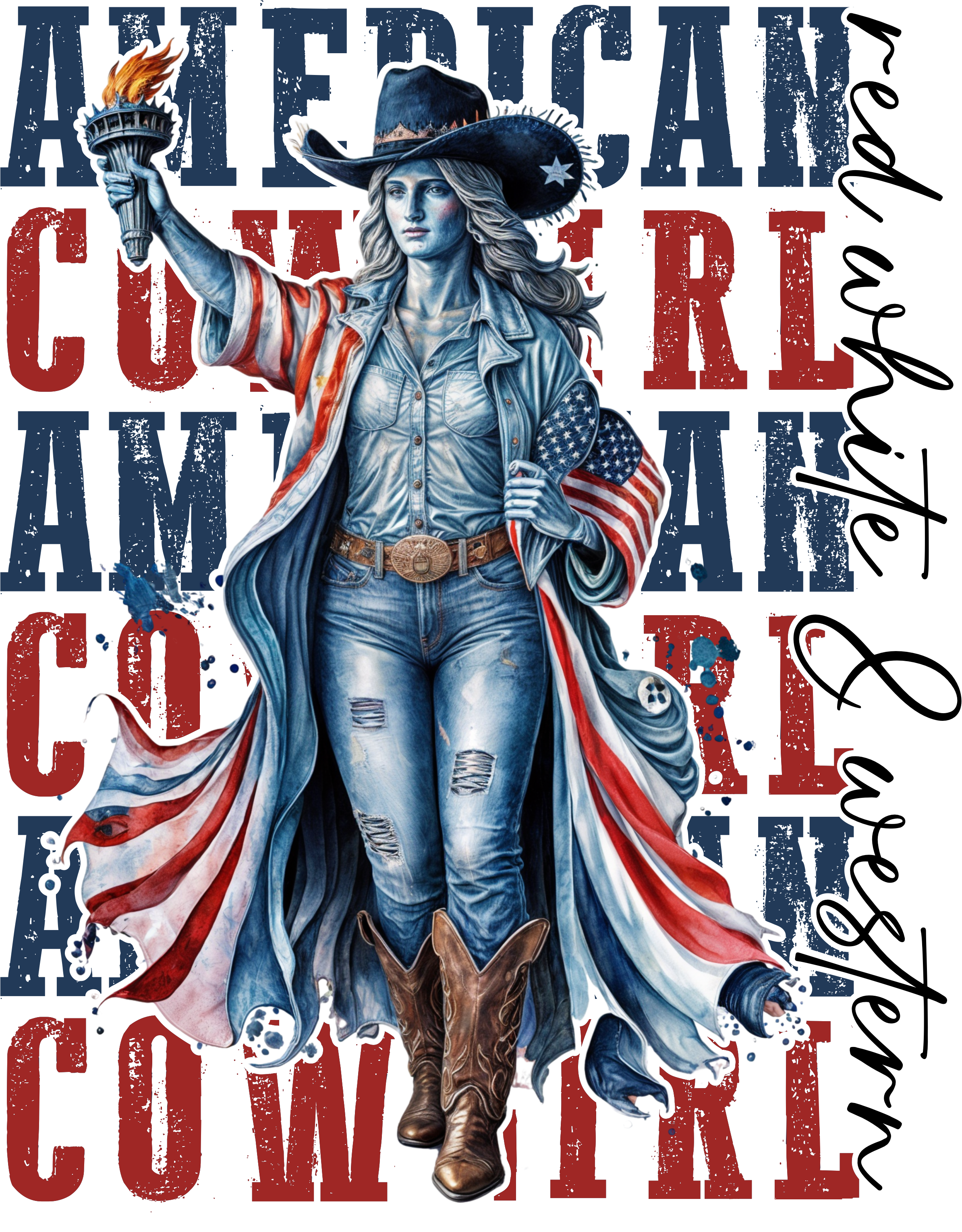 American Cowgirl Statue DTF