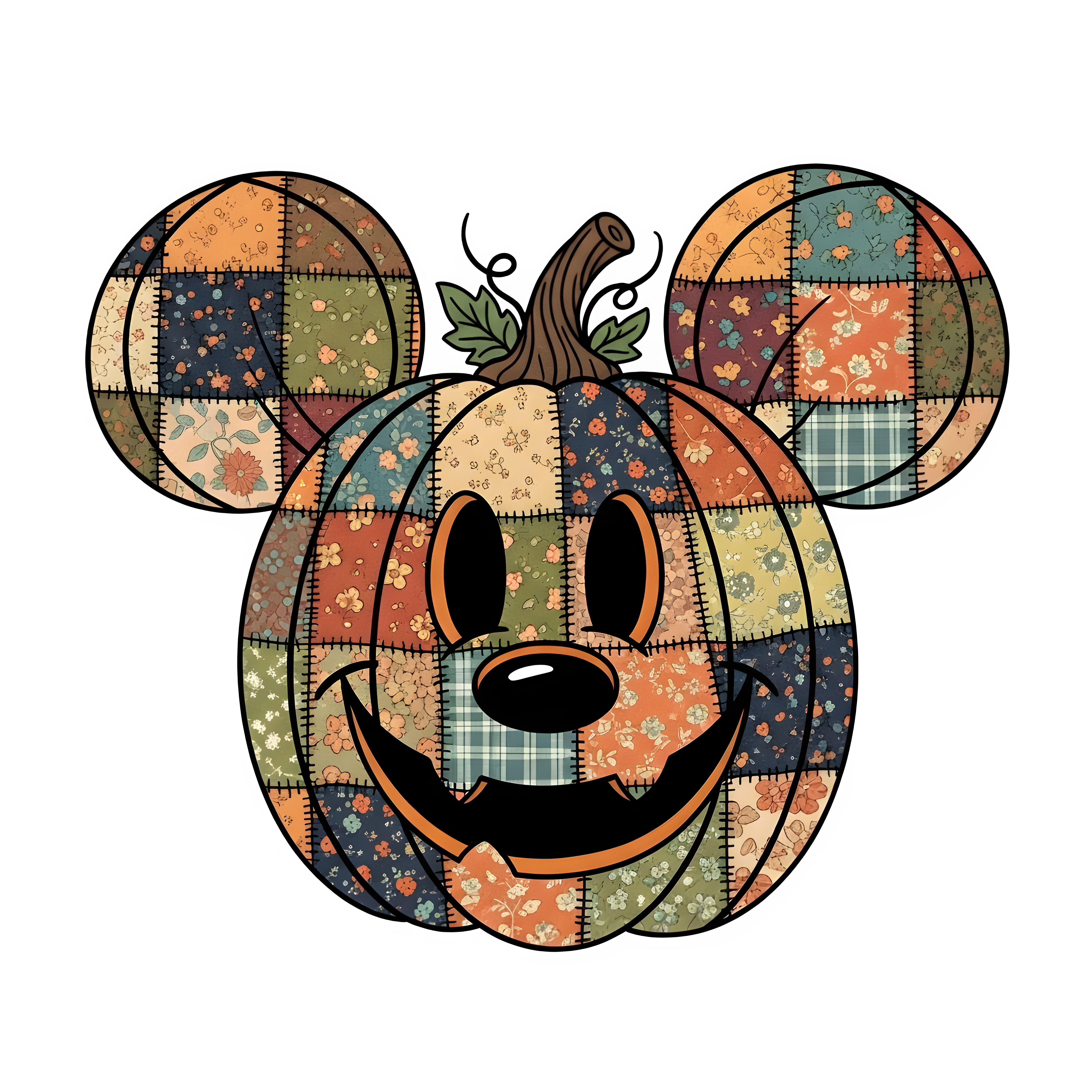 Patchwork Pumpkin Mouse Decor DTF