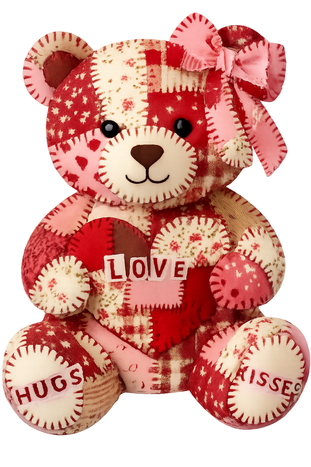Patchwork Love Teddy Bear DTF