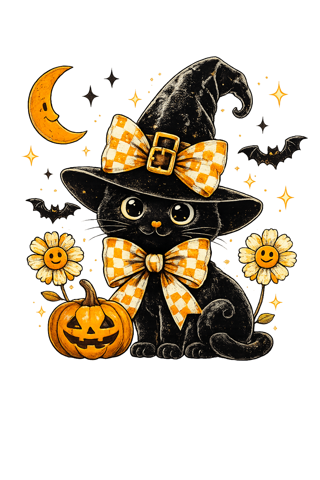 Halloween Witch Cat Plush DTF