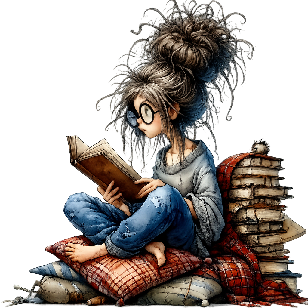 Cozy Bookworm Art Print DTF