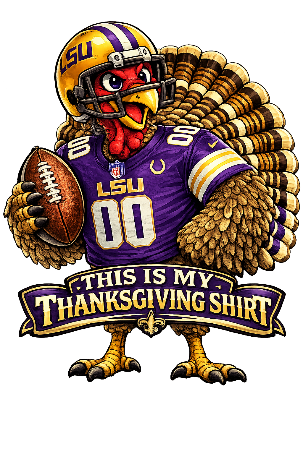 LSU Thanksgiving Turkey Football Shirt DTF