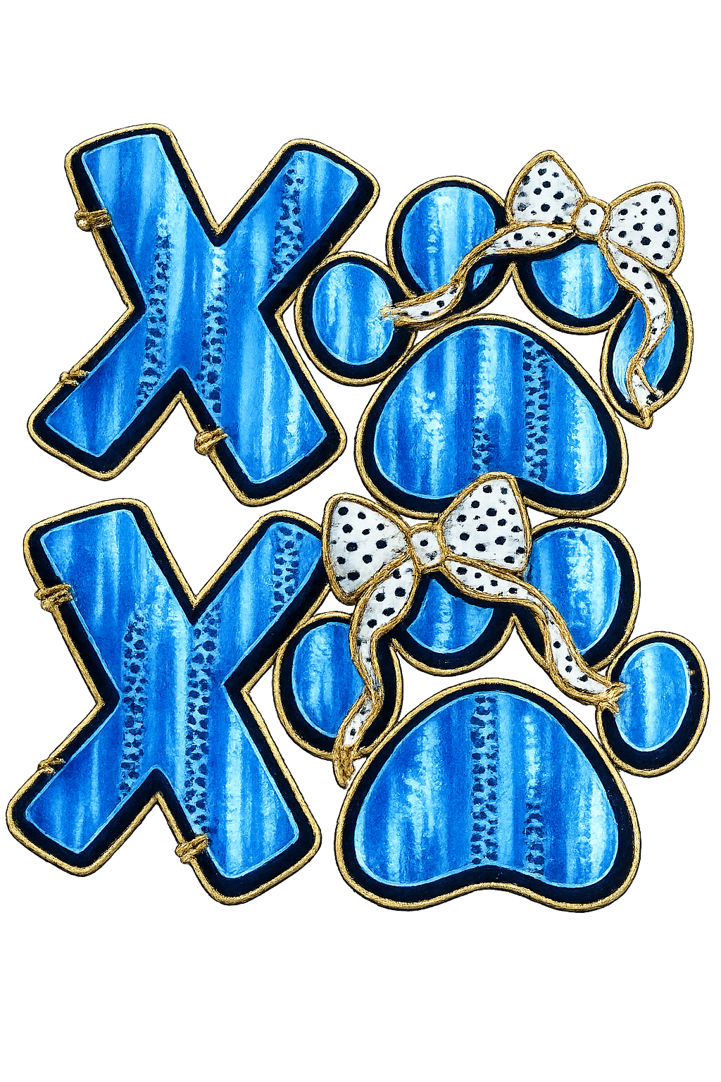 Blue Paw Print and XO DTF