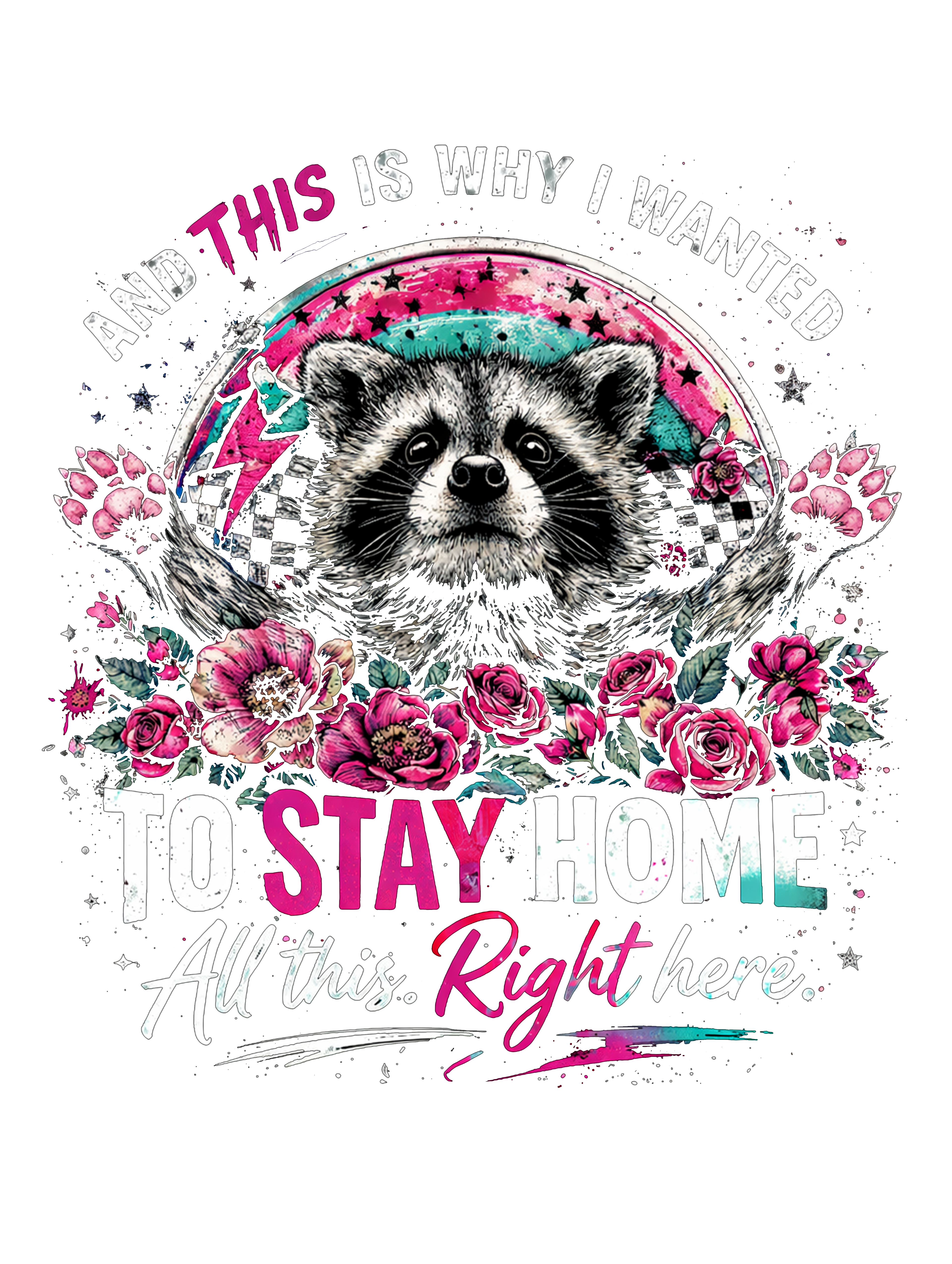 Stay Home Raccoon T-Shirt DTF