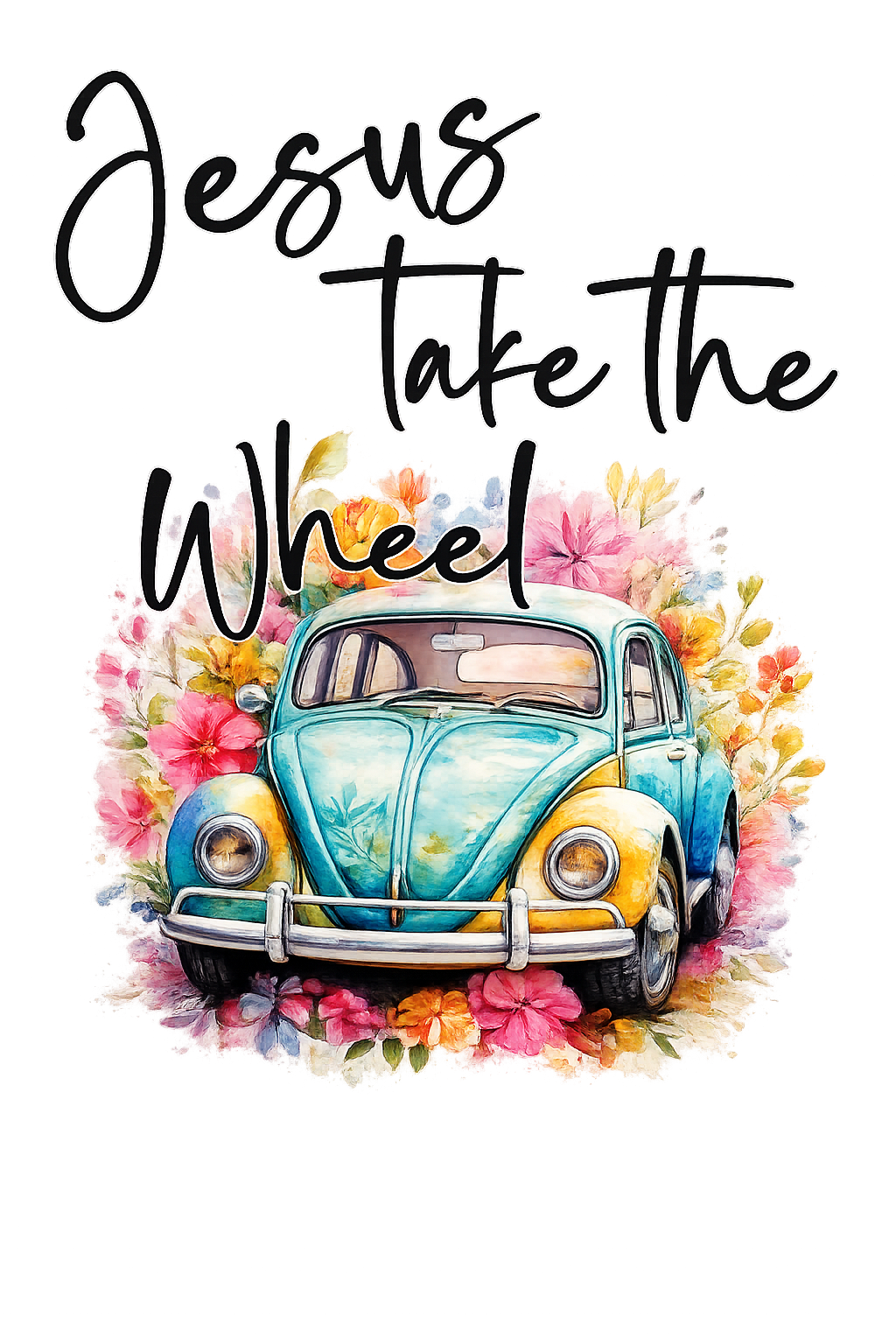 Jesus Take the Wheel Art Print DTF