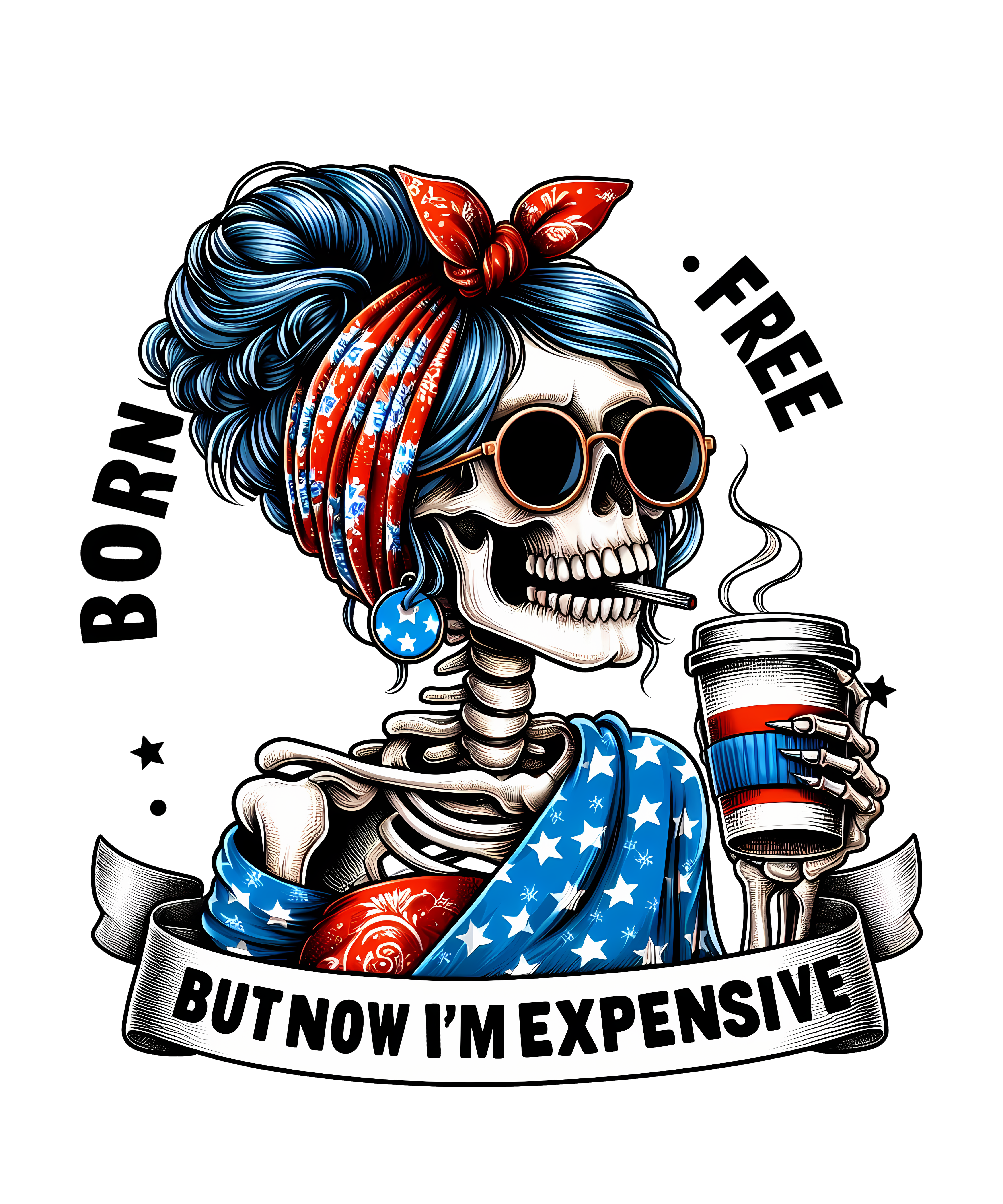 Vintage Patriotic Skeleton Mug DTF