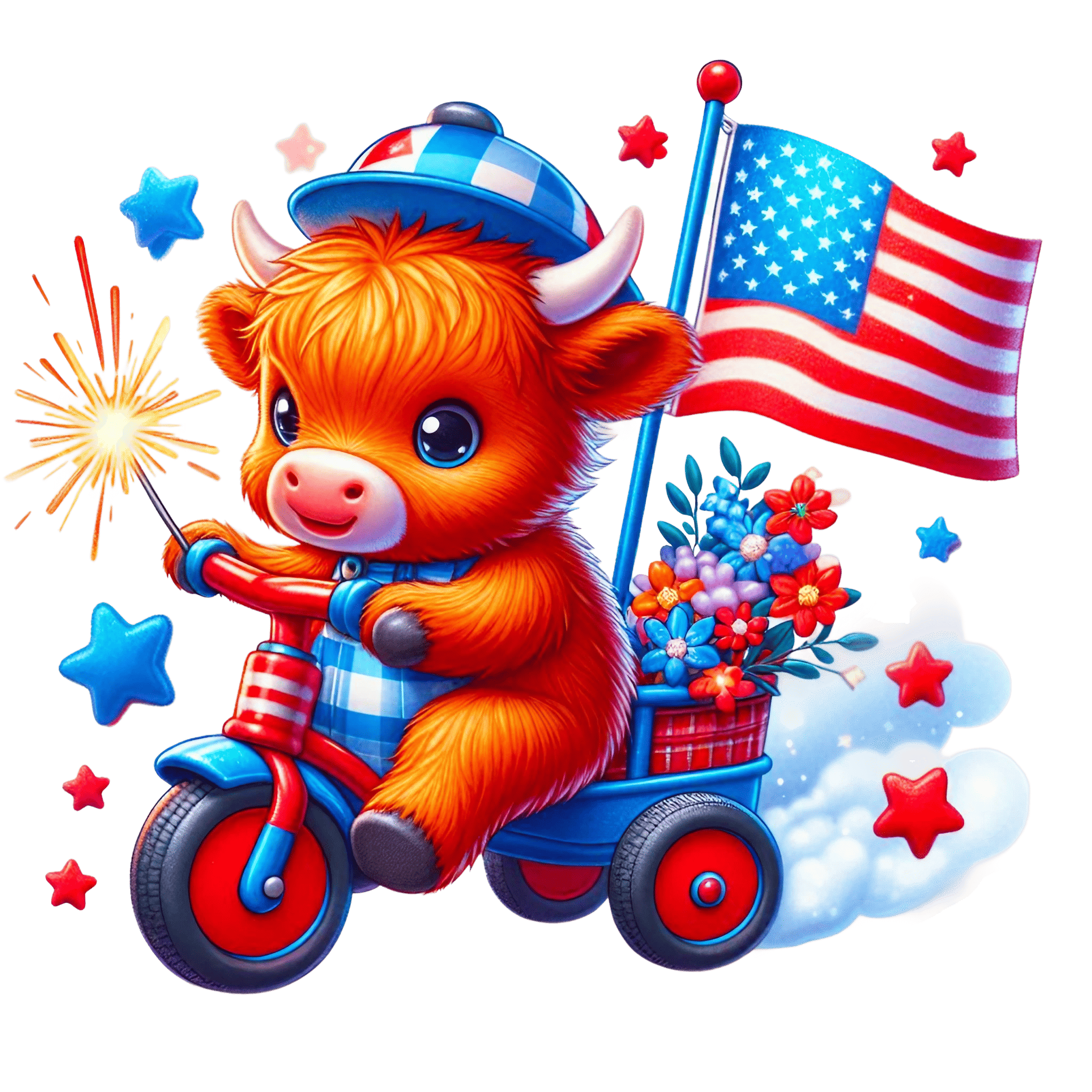 Patriotic Plush Ox Toy DTF