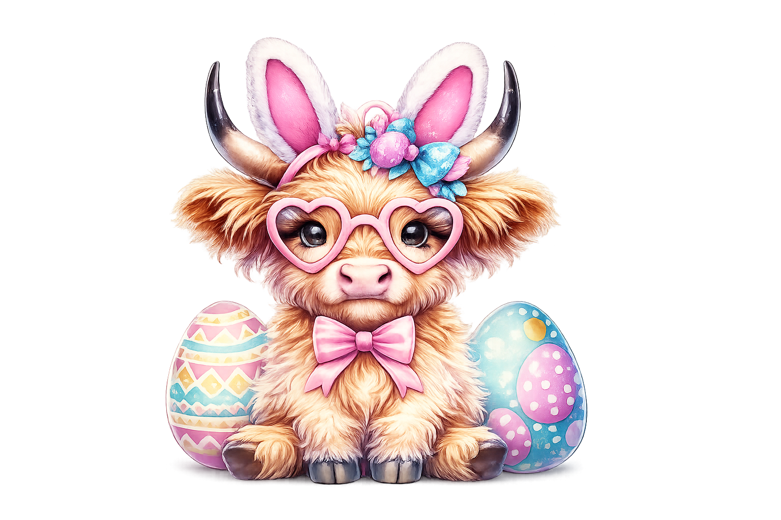 Easter Highland Cow Plush DTF