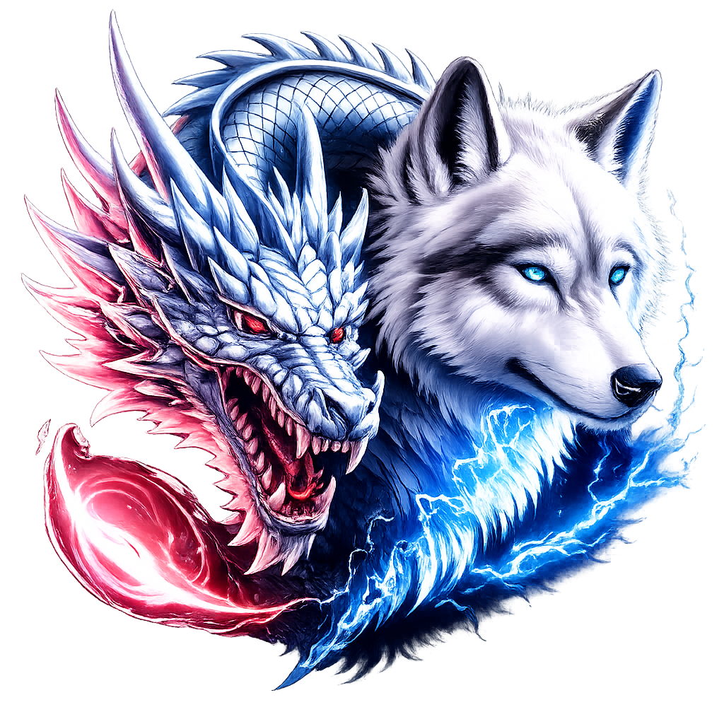 Dragon & Wolf Elemental Art Print DTF