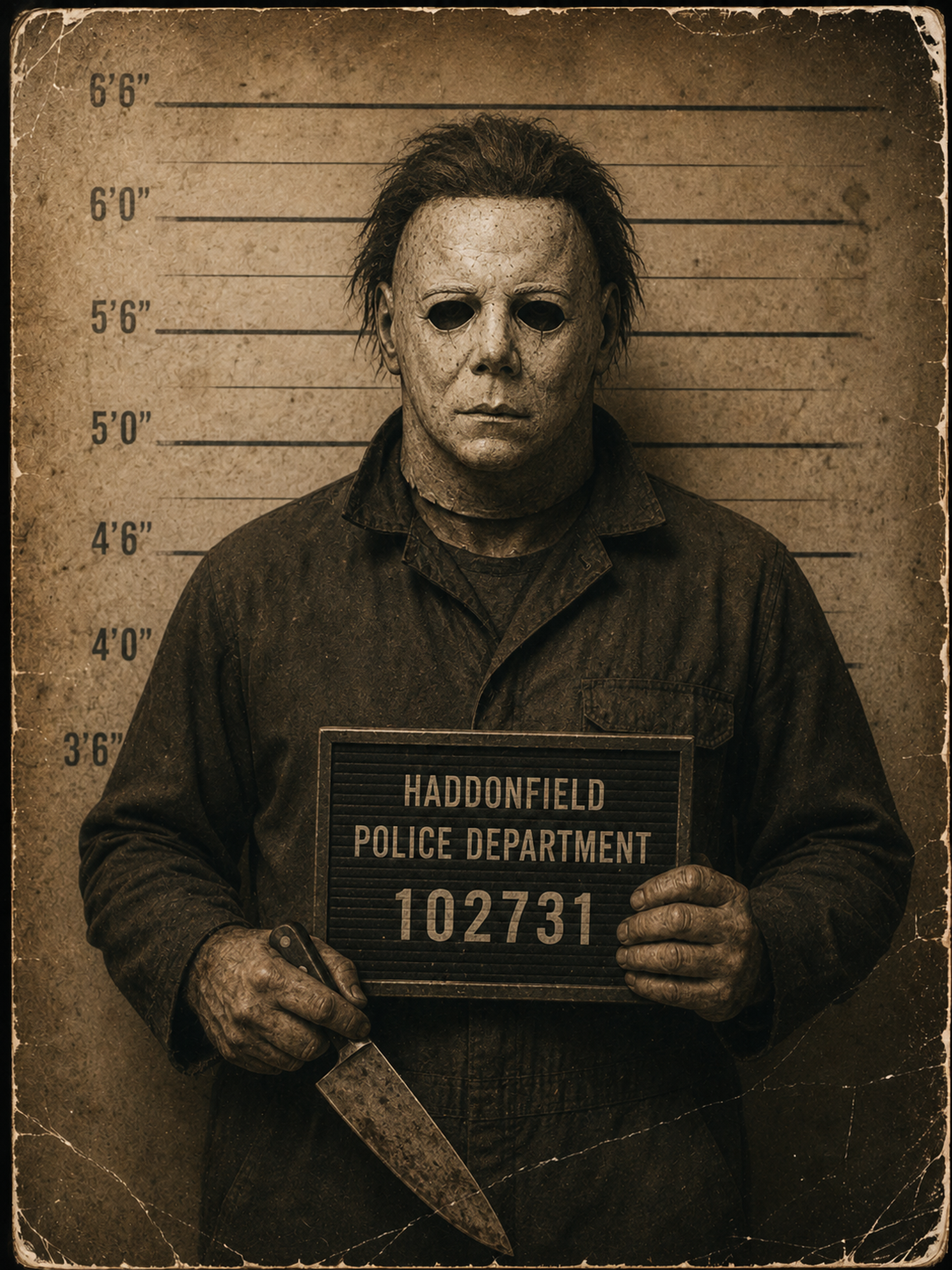 Michael Myers Vintage Mugshot Poster DTF