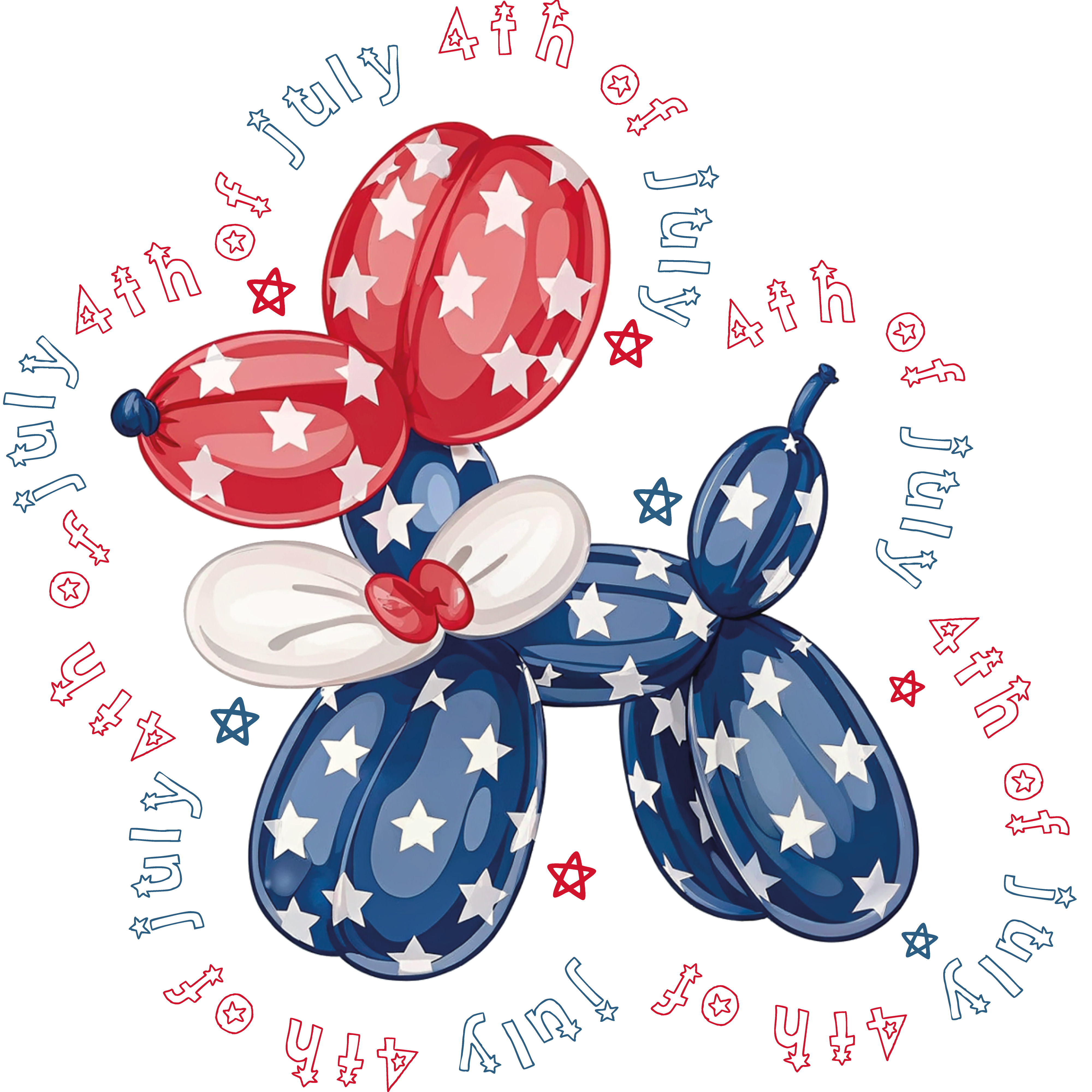 Patriotic Balloon Dog Decoration DTF