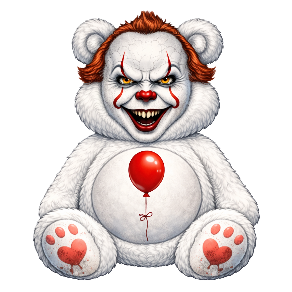 Creepy Clown Teddy Bear DTF