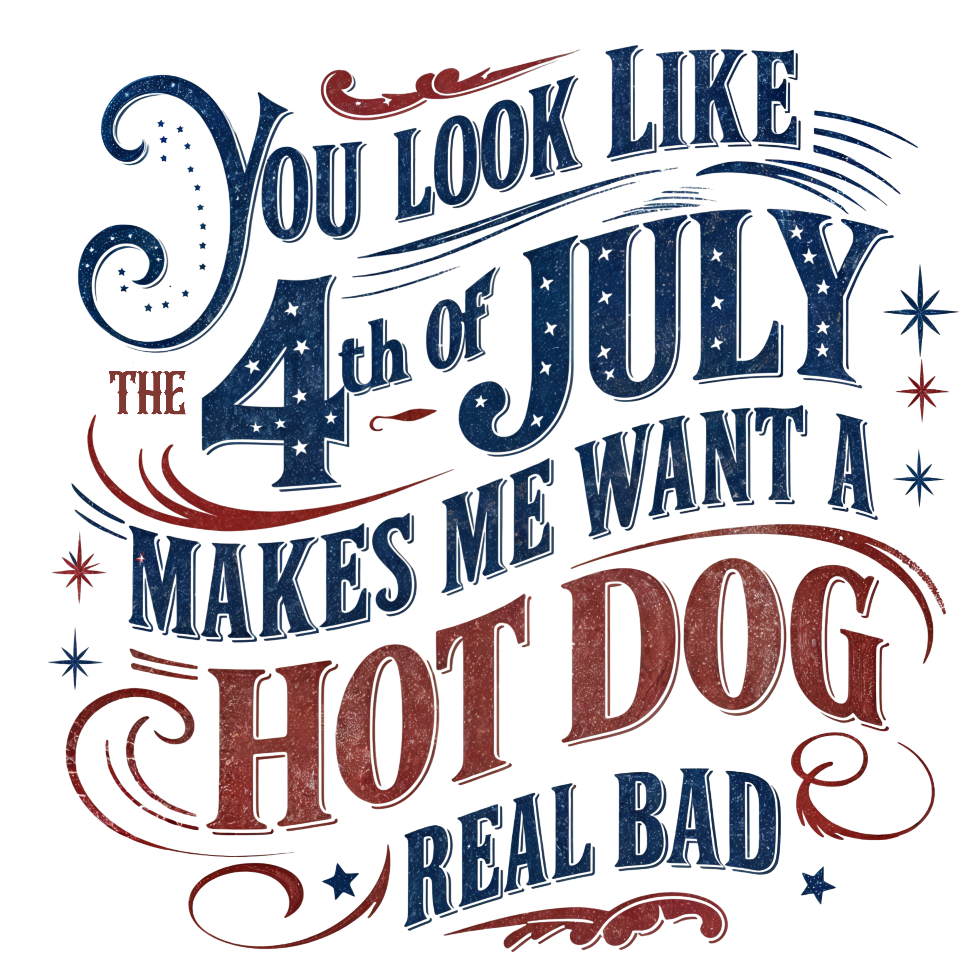 4th of July Hot Dog Quote T-Shirt DTF